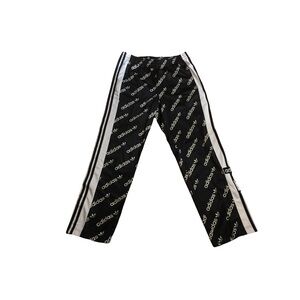 Adidas women’s medium Black & white break away pants snap button logo new nwt